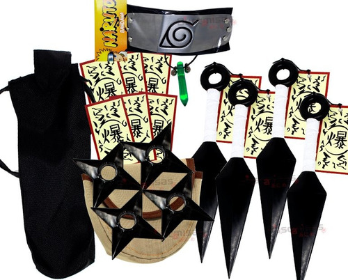 Kit Naruto Kunai Ultra Verde Shuriken Bandana Colar Tsunade