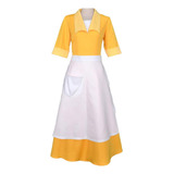 C Vestido De Camarera Amarillo Para Mujer Disfraz De Mucama 