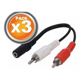 Pack 3 Cable Plug 3.5 Hembra A 2 Rca Macho