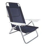 Cadeira De Praia Reclinável Alumínio Com Almofada Mor Summer Cor Azul