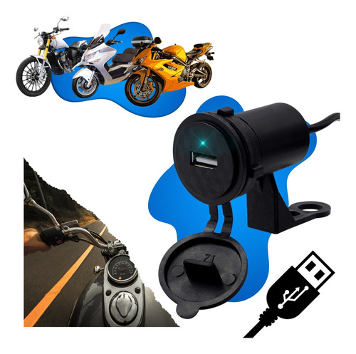 Tomada Carregador Usb Celular Para Moto Universal 9~24v