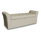 Recamier Calçadeira Baú Egeo Cama King 193x51 Cm Suede Bege