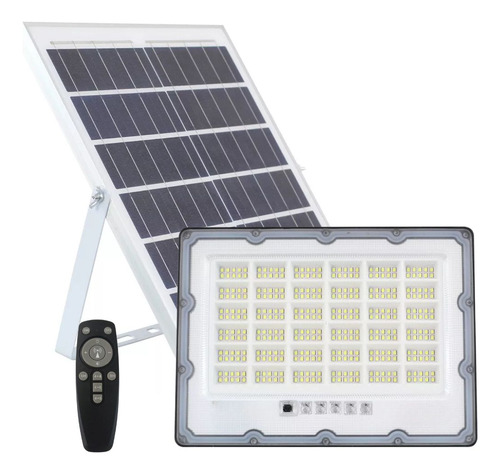Refletor Solar Led 400w Placa Bateria Bivolt Branco Frio