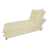 Sofa Cama Chaise Bicama Reclinavel Sala  Diva Corino Bege