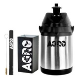 Kit Tereré Copo Bomba Preto Garrafa Térmica 2.5l Agro Brasil