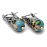 Aros Lady Di Piedra Celeste Murano 9mm De Plata 925