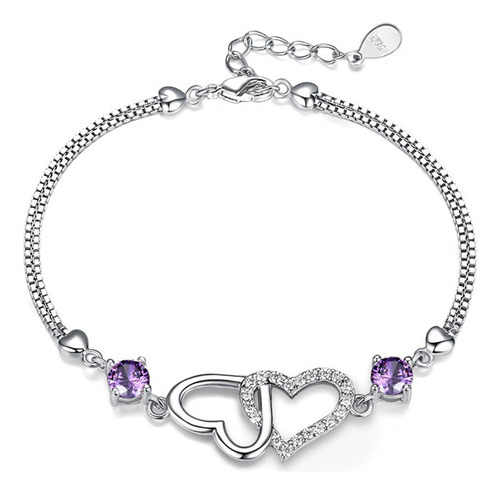 Pulsera De Amatista Natural De Plata S925 Para Mujer Regalo