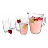 Set 6 Vasos 390 Ml + Jarra Vidrio Calypso Cocina Beber Crisa Color Cristal