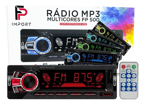 Radio Mp3 Player Roadstar 7 Cores Fm Bluetooth Muda Pasta