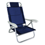 Cadeira De Praia Alumínio 5 Posições Banho De Sol Zaka Cor Azul-marinho