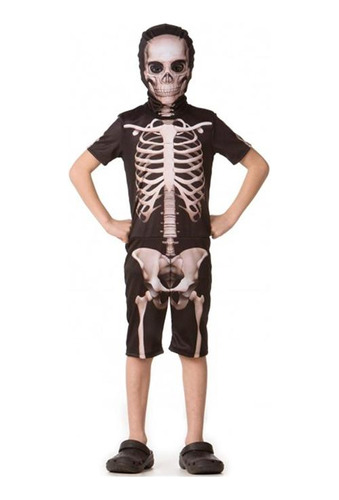 Roupa De Halloween Infantil Menino Esqueleto Curto P Ao Gg