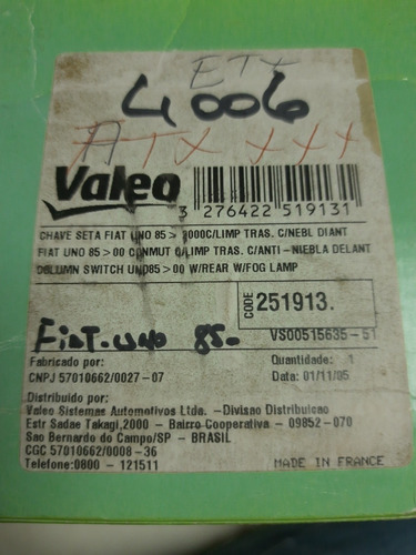 Palanca Luz Cruce Fiat Uno Limpia Parabrisas. 85/99 Valeo Foto 10