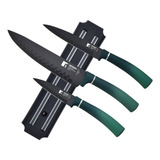 Set 3 Cuchillos + Barra Magnetica Acero Inox Verde Classique