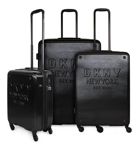 Set 3 Maletas Donna Karan New Yorker S+m+l Negra Dkny