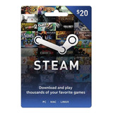 Tarjeta De Regalo Steam - 20 Usd - Solo Eeuu