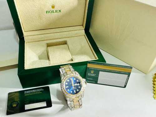 Rolex Adiamantado Unisex Fondo Azul 