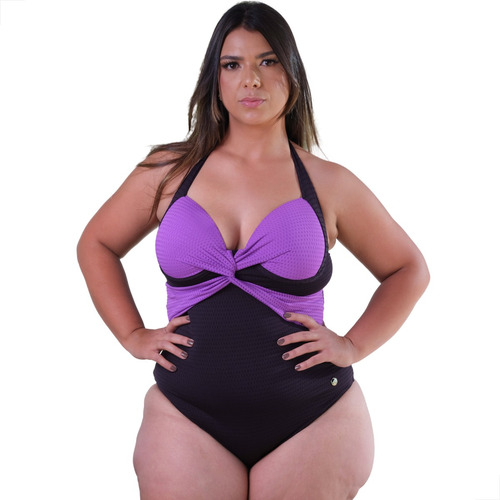 Maiô Plus Size Com Bojo E Saia Vestidinho Em Lycra Poliamida