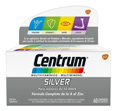 Centrum Silver +50 Años Multivitamínico Multimineral 60comp