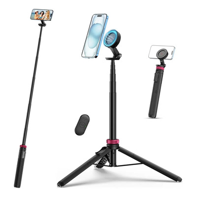 Ulanzi Mt-84 Trípode Para Teléfono, Palo De Selfie Magnético De 1.53m Con Control Remoto Para iPhone 17/16/15/14,... Negro