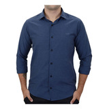 Camisa Masculina Ogochi Ml Slim Azul Marinho - 001490072