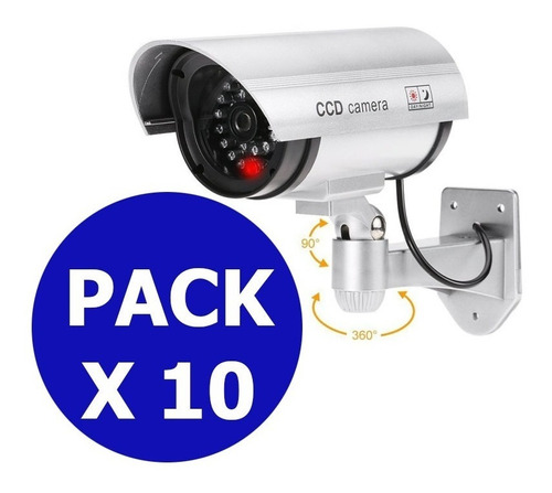 10 X Camara De Seguridad Falsa Exterior Luz Led Vigilancia