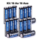 Kit Pilha Panasonic Aaa 16 Un + Aa 16 Un Comum Zinco