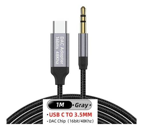 Cable Auxiliar Usbc Compatible Con Samsung 3.5 Mm Dac 16bits