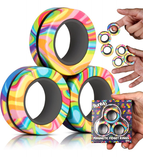 Anillos Magnéticos Multicolores Para Ansiedad Juguete Adic