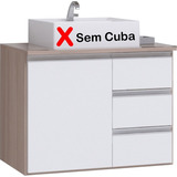 Gabinete Armário Banheiro Prisma 60cm - Sem Cuba Cor Do Móvel Madeirado-branco