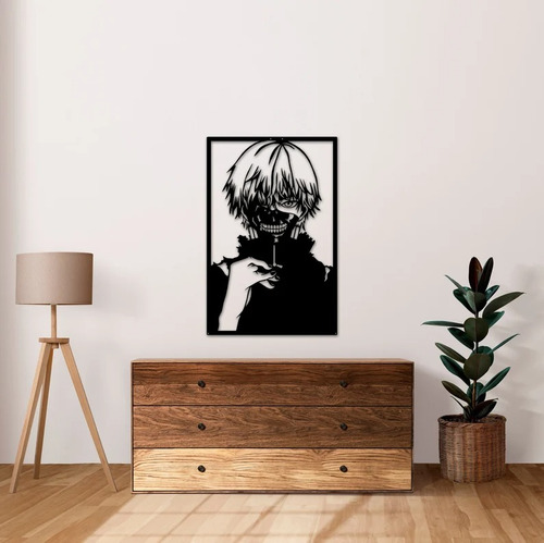 Cuadro Decorativo Ghoul De Tokio Anime Silueta Madera