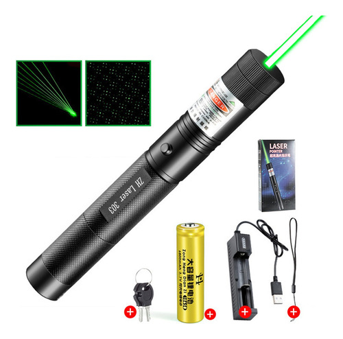 Ponteiro Laser Verde Poderoso 18650ma Usb Recarregável