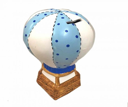 Cofre Cofrinho Balão Azul De Ceramica Decoração