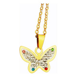 Collar Mariposa Colores Oro Laminado 14k