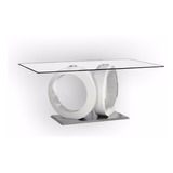 Mesa Comedor Vidrio Pegado Uv Laqueada Moderna Linea Premium