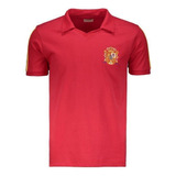 Camisa Masc Retro Polo Vermelho Espanha 1986 100% Algodao