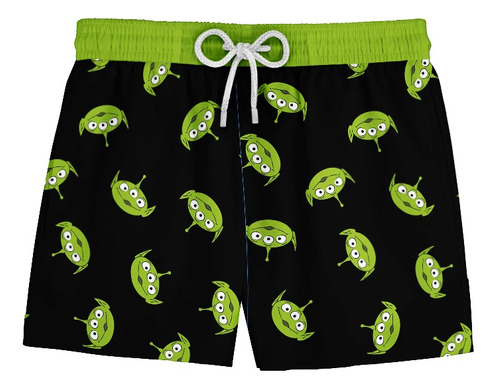 Short Bermuda Masc Homenzinhos Verdes Alien Fofo Ref 407