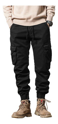 Pantalón Jogger Bolsas Cargo Casual Cómodo Gabardina 