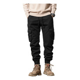 Pantalón Jogger Bolsas Cargo Casual Cómodo Gabardina 