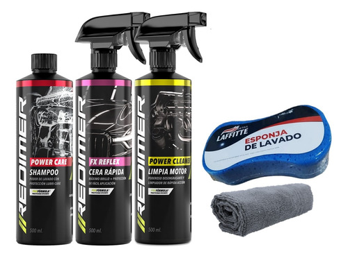 Kit Lavado Exterior Auto Moto Redimer Cera Shampoo - Micro