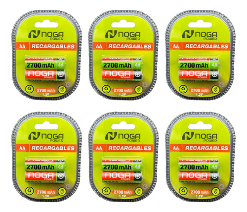 12 X Pila Aa Noga Recargable 2700mah