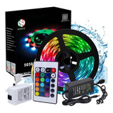 Tira Led Multicolor Rgb 5050 Rollo 5 Metros Luces Decoración