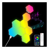 Paquete 8 Luces Pared Hexagonales Rgb Control Smart App