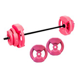 Kit23kg Rosa Crossfit, Mas 2 Discos C/agarre 2,5kg