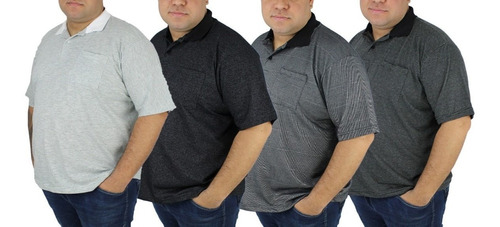 Polo Listrada Plus Size Masculina Varias Cores Malha Fresca