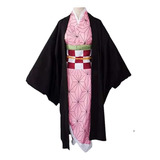 Disfraz Nezuko Kamado No Yaiba Kimono + Capa Cosplay