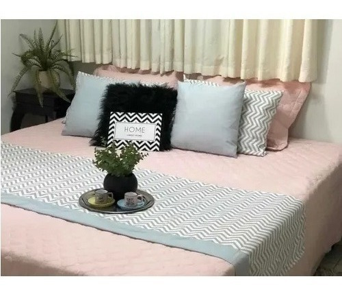 Peseira Cama Casal Estampada+2 Portas Travesseiros Com Ziper