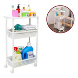 Carrito Organizador 3 Estantes Cocina Baño Almacena C/ Rueda