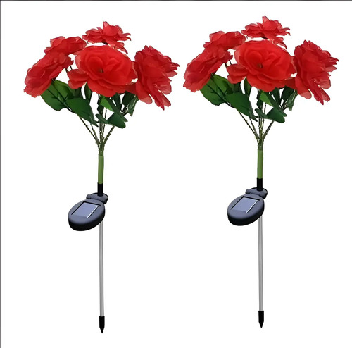 2piezas Solares Solar Flores De Rosas Para Decoración Jardín