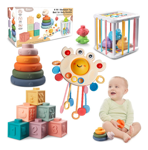 Montessori - Juguetes Para Bebés De 6 A 18 Meses, Mordedor.