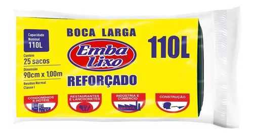 Saco De Lixo Preto 50 0u 110 Litros Super Reforçado Atacado